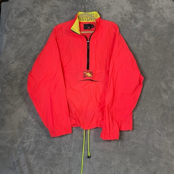 Vintage Gotcha Windbreaker Bright Red/Yellow Size L - Picture 1 of 7